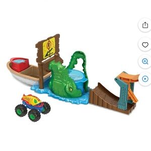 Colorful Adventure Monster Truck Playset with Boat and Crocodile